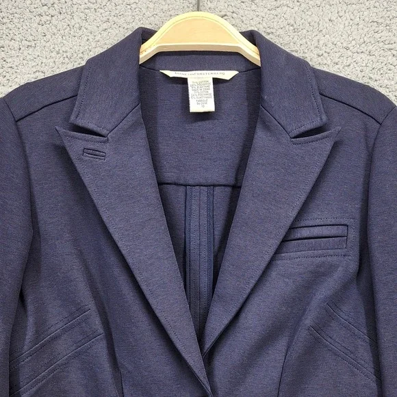 Diane von‎ Furstenberg DVF Navy Blue Knit Blazer Jacket Women's Size 10 - Picture 7 of 11